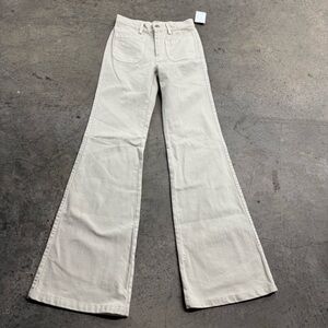 Nili Lotan Women's High- Waisted Cream Flare Jeans Size 00 Luxury Designer Retro